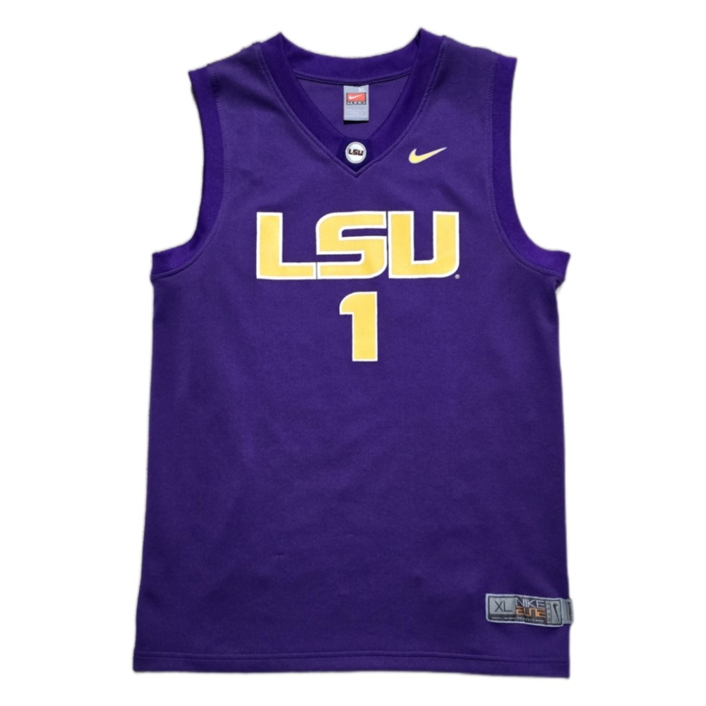 LSU Tigers NIKE ELITE NCAA Basketball Jersey #1 Youth Size XL Purple VTG‎